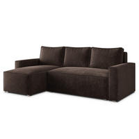 ROHOVÁ Sedačka POTARO LUMO 40, Hnědá - šedá/hnědá, dřevo/textil (232/140cm) - MASSENO