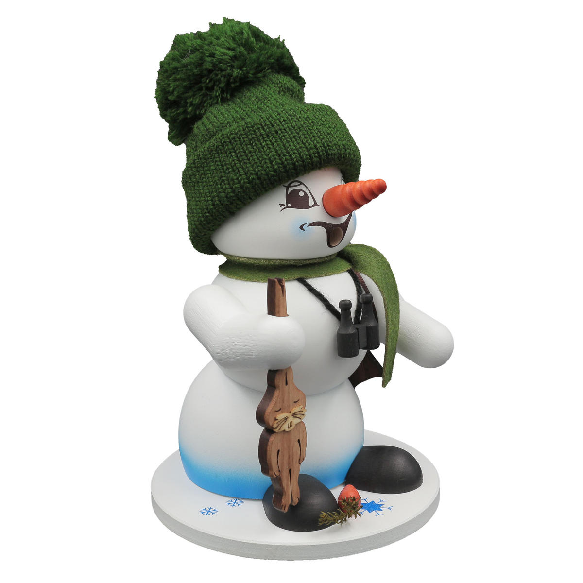RAUCHFIGUR Schneemann Weiß Jäger 19 cm - Multicolor, Holz (15/19/0.1cm)