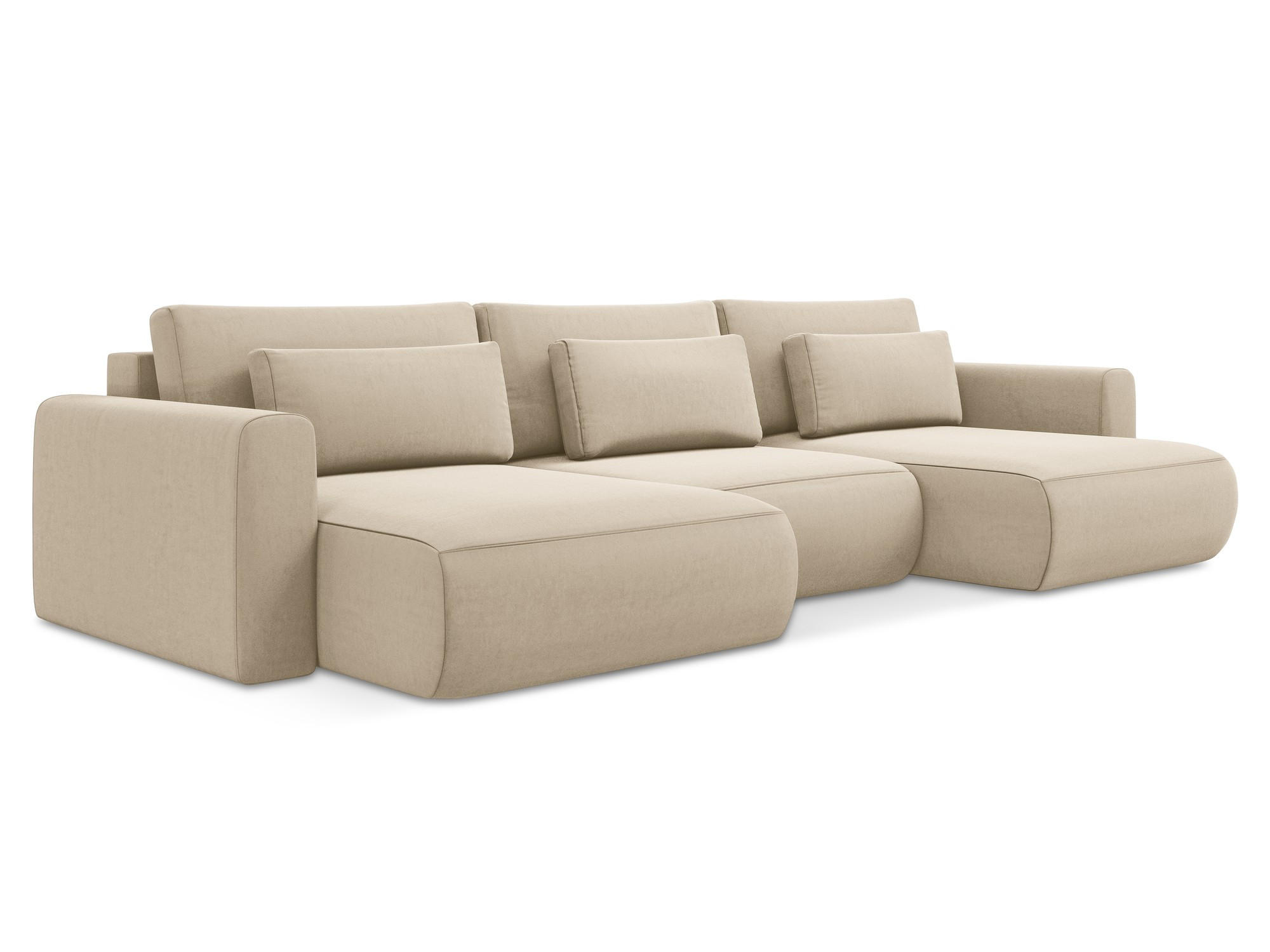 WOHNLANDSCHAFT Samt Stoff Beige - Beige/Creme, Kunststoff/Textil (340/82/149cm) - Makamii