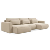 WOHNLANDSCHAFT Samt Stoff Beige - Beige/Creme, Kunststoff/Textil (340/82/149cm) - Makamii