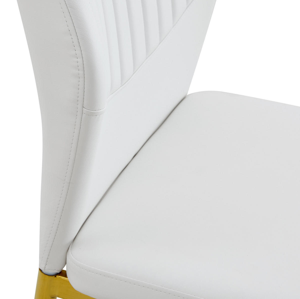 ESSZIMMERSTÜHLE 4er-Set mit Polsterung PU Weiß Gold - Weiß, Metall (42.6/93/43cm) - Meubliv