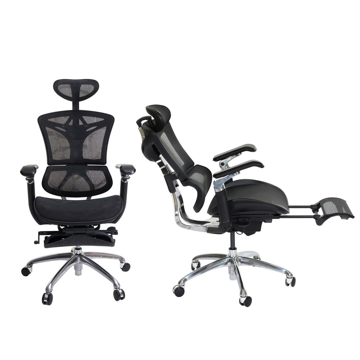 BÜROSTUHL J93B Schwarz - Schwarz, Textil (65/134/70cm) - SIHOO