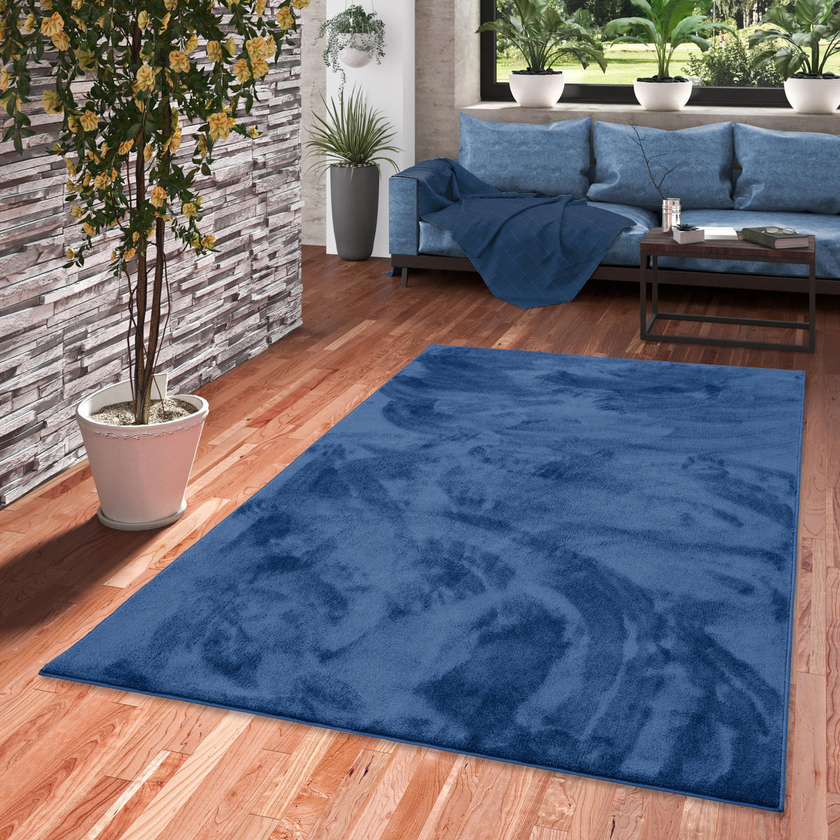 HOCHFLOR LANGFLOR TEPPICH SUPER SOFT MELIA - Dunkelblau, Textil (140/200cm) - Pergamon