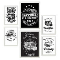 POSTER Set Mit 6 Reisen In Rustikale Zitate A3 & A4 Weißer Rahmen - Weiß, Papier (29/3cm) - Nacnic