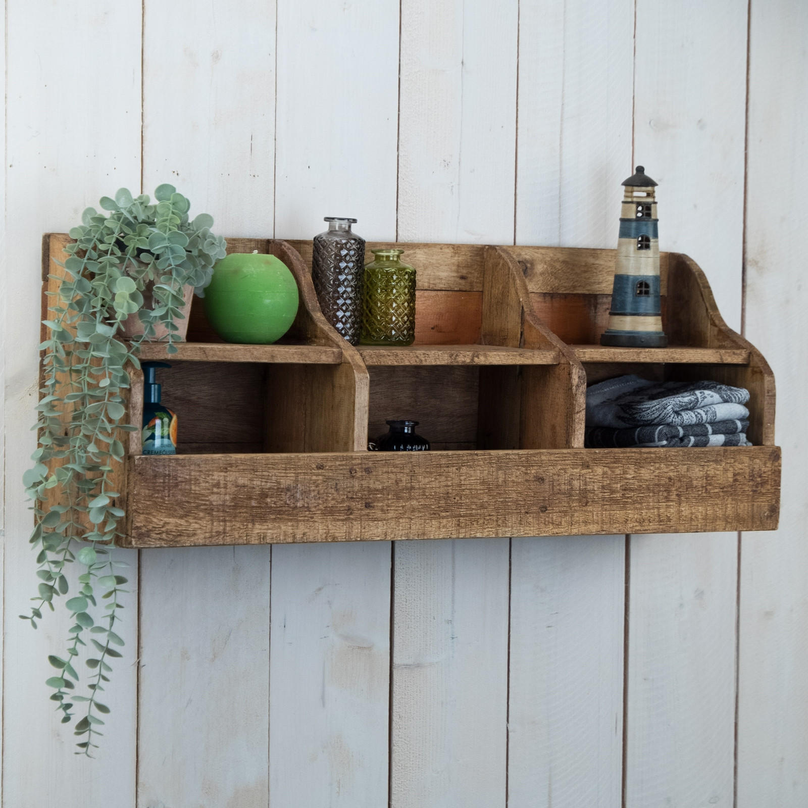 WANDREGAL Storage 60 Mahagoni Massivholz, 3 Fächer naturfarben - Naturfarben, Holz (60/20/25cm) - DESIGN DELIGHTS