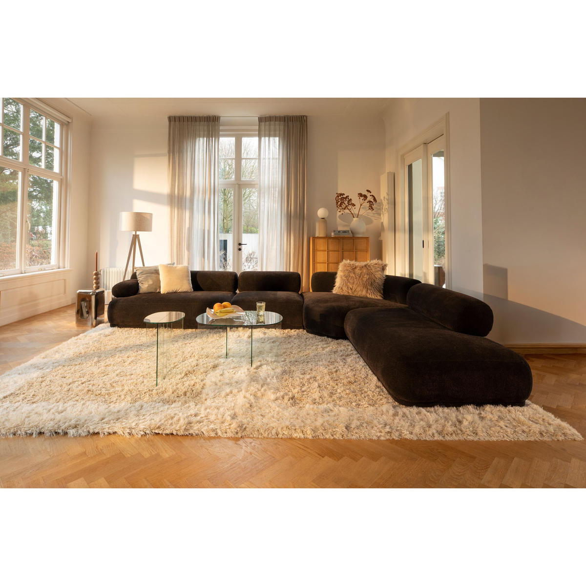 SOFA 7,5-SITZER Rembrandt Links Dunkelbraun - Braun, Kunststoff (594/97cm) - Zuiver