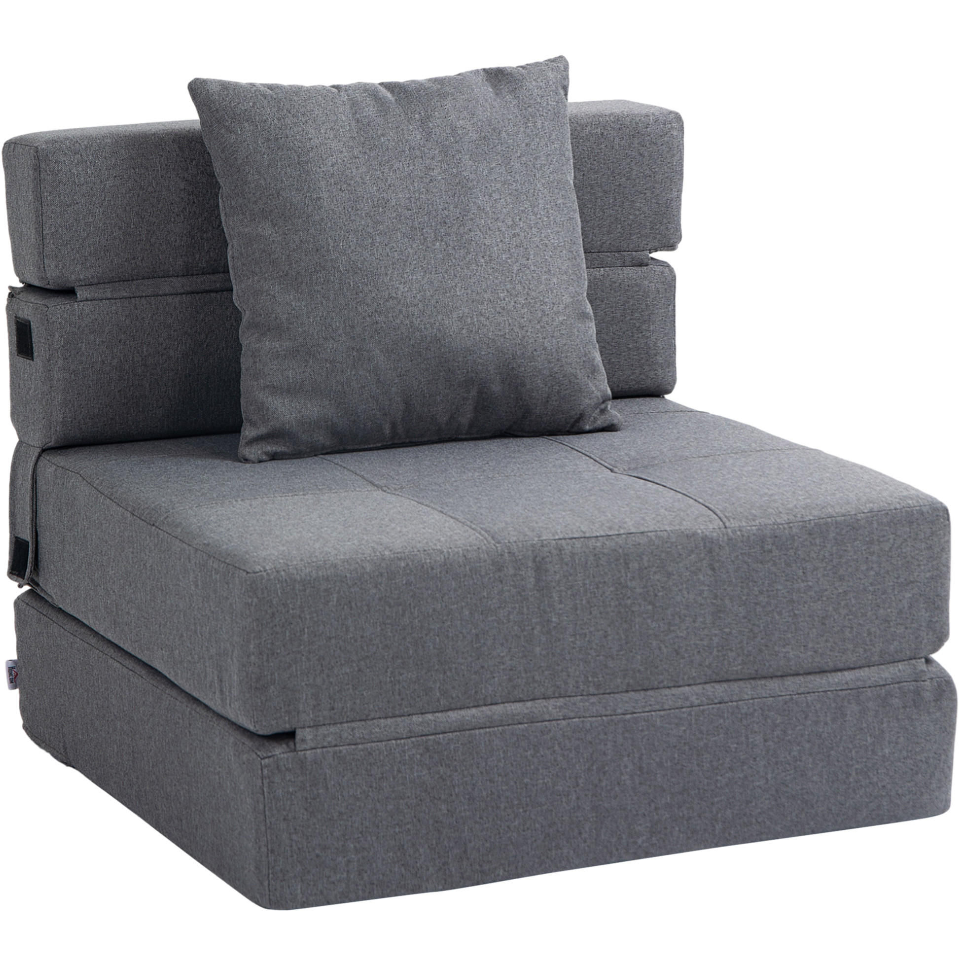 Redom ROZKLÁDACÍ křeslo 70/70/61 cm a 174/70/15 cm s funkcí lůžka a polštářem, Tmavě šedá