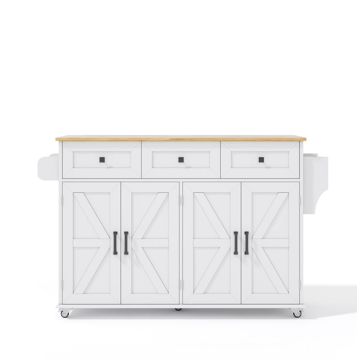 KÜCHENINSEL 140/43/90,5 cm Weiß/Natur aus MDF klappbar - Weiß, Holzwerkstoff (140/93/70cm) - OKWISH