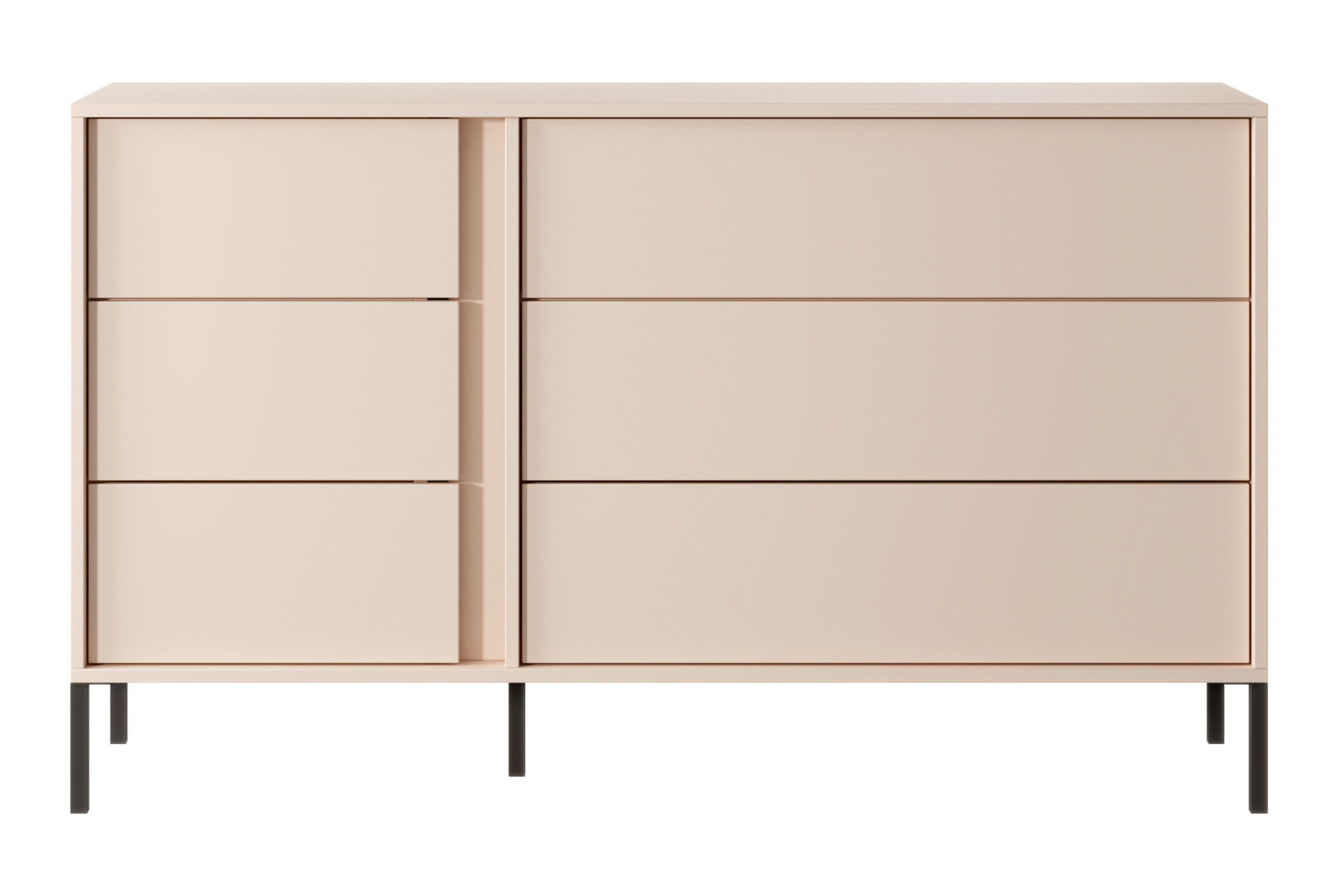 SIDEBOARD Piemontesia 6S Beige 137,3/81,4/39,5 cm – mit Push-to-Open-Funktion - Beige/Schwarz, Holzwerkstoff/Metall (137.3/81.4/39.5cm) - AX Living