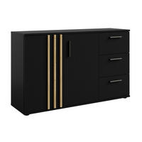 SIDEBOARD Turell 2D3SZ Schwarz 120/73/35 cm – Kommode mit Schubladen - Schwarz, Holzwerkstoff/Kunststoff (120/73/35cm) - AX Living