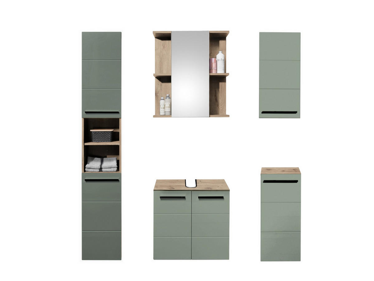 BADMÖBEL 5-teilig Schilfgrün - Grün, Holz/Kunststoff (188/190/31cm) - moebel dich auf