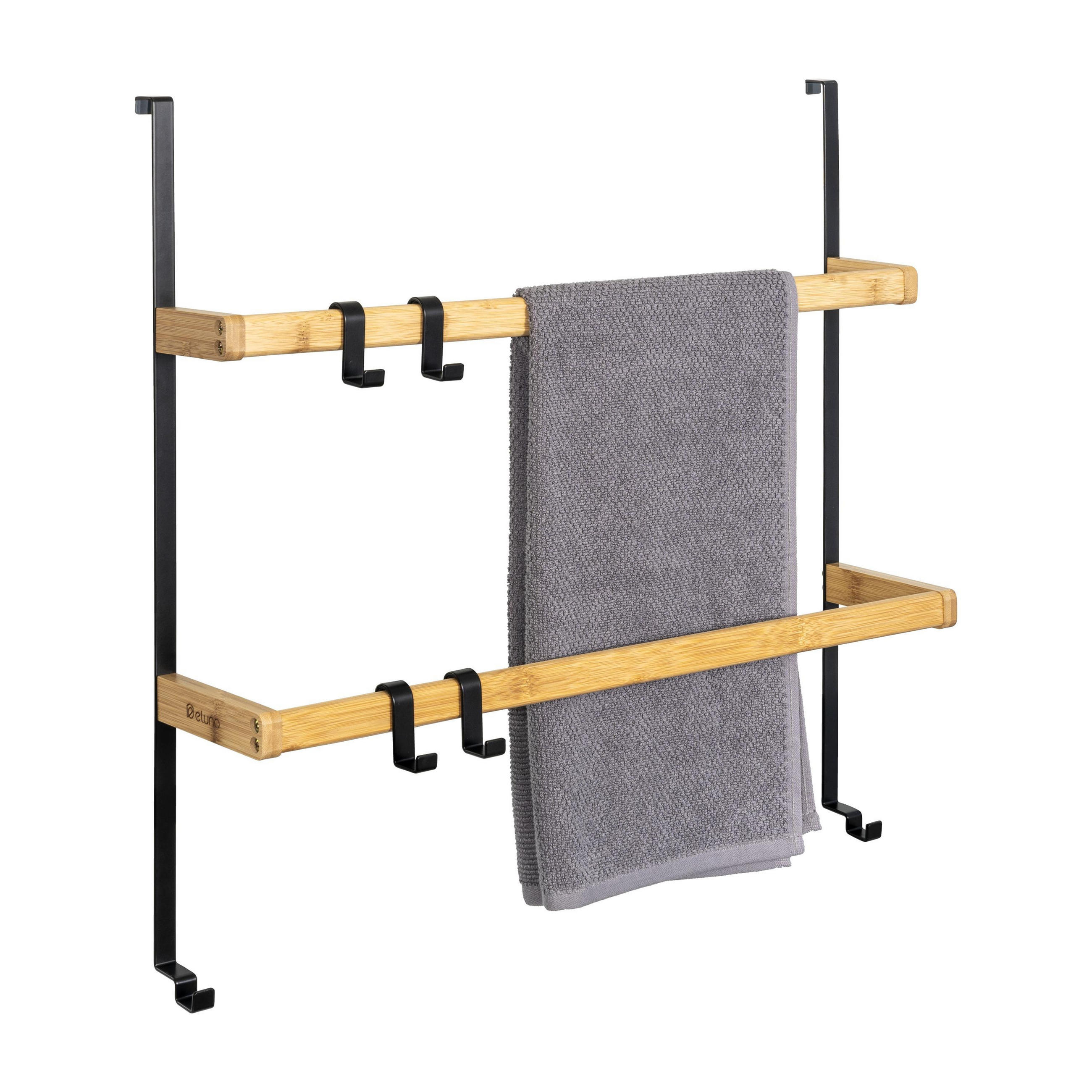 eluno Tür-Hängeregal, Schwarz 65x86x17 cm