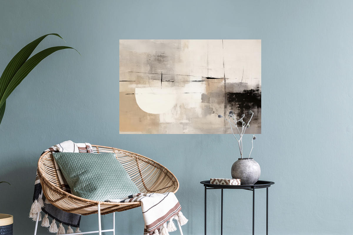 WANDTATTOO Abstrakt - Kunst - Grau 60x40 cm - Hellgrau, Kunststoff (60/40/0.1cm) - MuchoWow