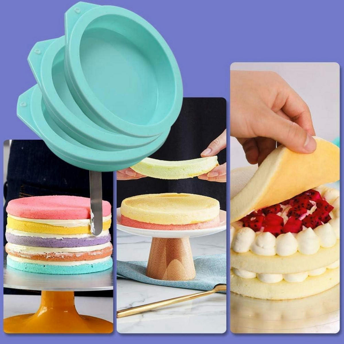 KUCHENFORM 6er Set Silikon Rund 12 cm - Türkis, Kunststoff (13/2.5/12cm)