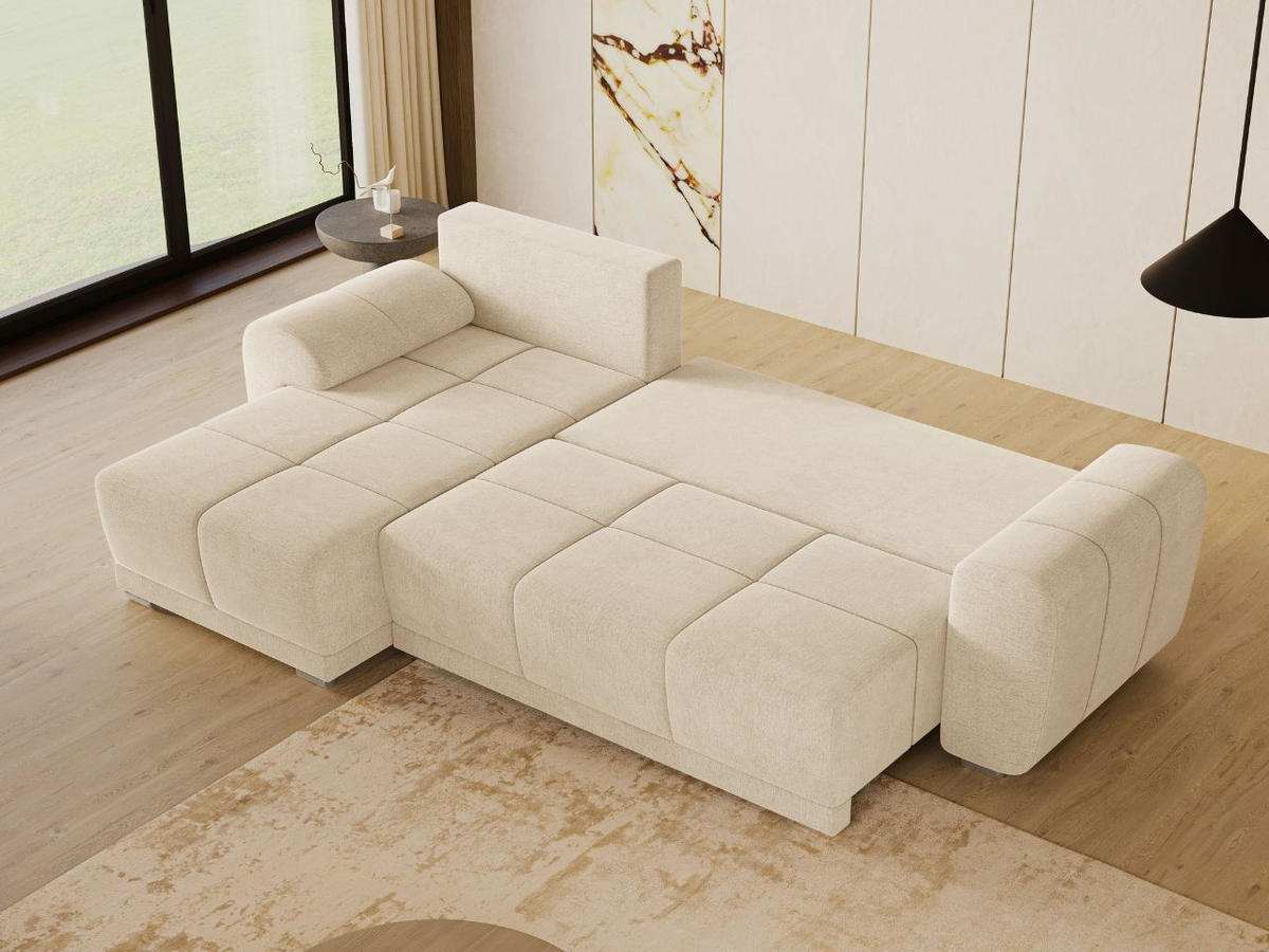 ECKSOFA Monti Beige Links - Beige/Silberfarben, Holz/Textil (188/290cm) - Graingold