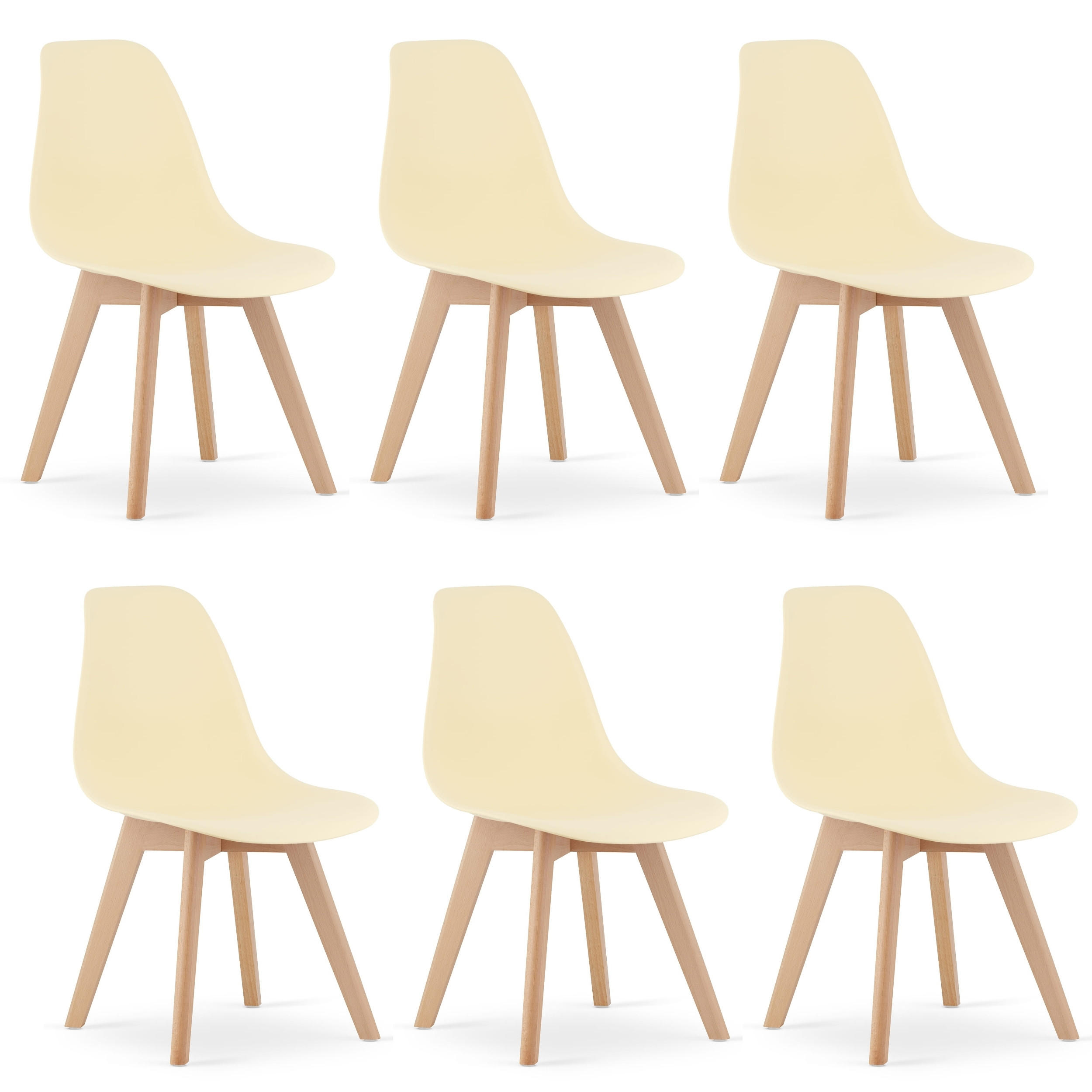 STUHL ATRI 6-er Set, Creme Hölzerne Buchenbeine - Hellgrau, Textil/Metall (56/84/62cm) - Komodee