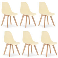 STUHL ATRI 6-er Set, Creme Hölzerne Buchenbeine - Hellgrau, Textil/Metall (56/84/62cm) - Komodee
