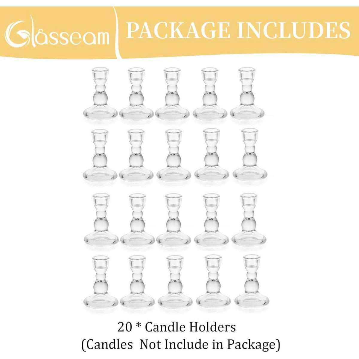 KERZENSTÄNDER 20-teiliges Set Glas Transparent 9,2 cm - Transparent, Glas (3.3/9.1/9.2cm)