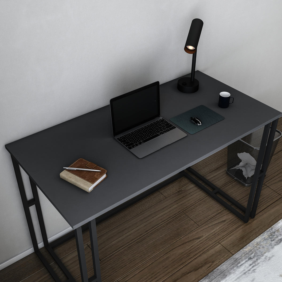 COMPUTERTISCH Kane Desk Schwarz Anthrazit - Anthrazit/Schwarz, Holzwerkstoff (120/60/75cm) - Decorotika
