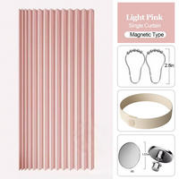 DUSCHVORHANG Rosa 100 x 200 cm magnetisch Leinen faltbar wasserdicht schimmelresistent waschbar mit Haken - Pink, Textil (100/200cm) - MCBOSON
