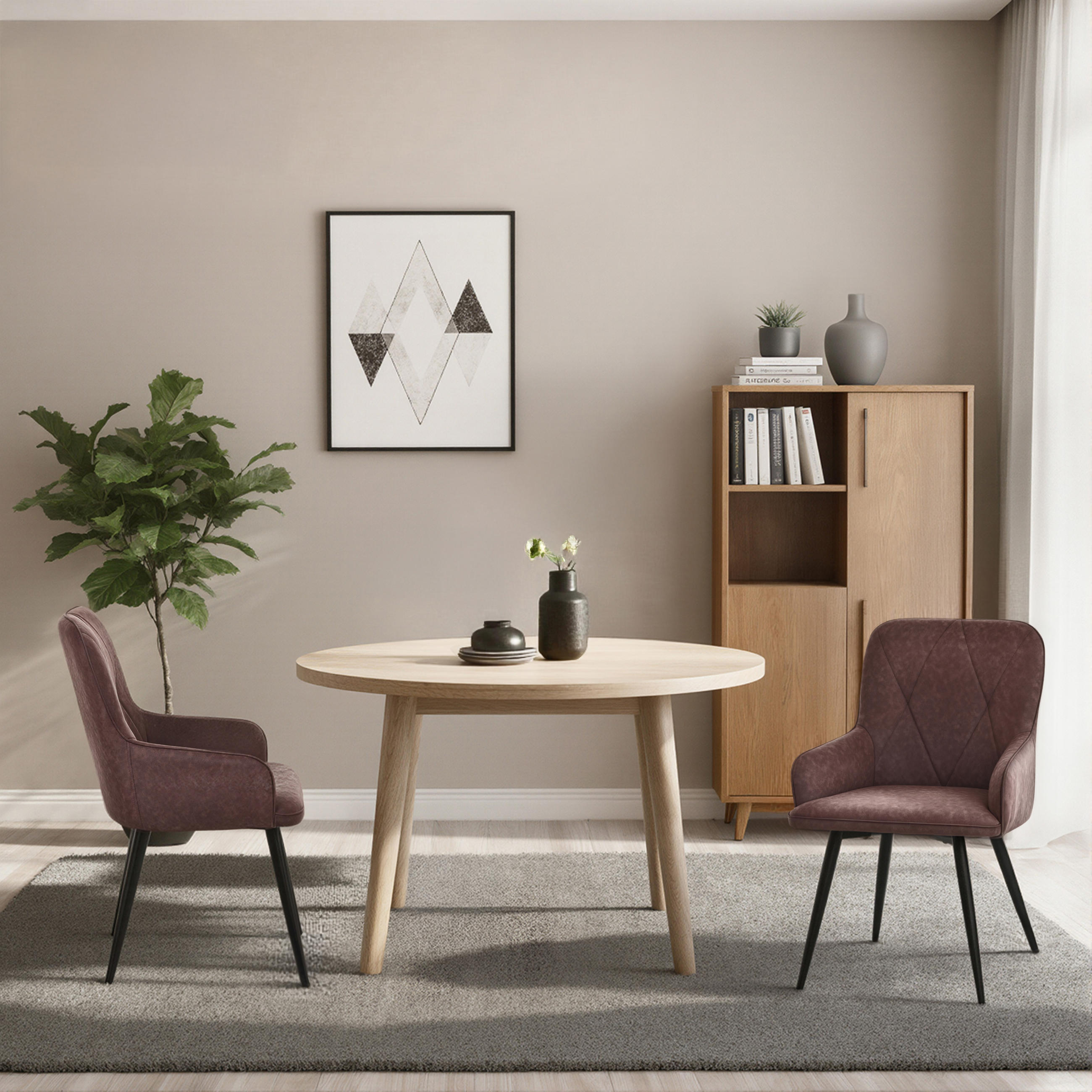 ARMLEHNSTUHL-SET 2 Stück in Lederlook(YZ3) - Dunkelbraun, Textil (57/87/62cm) - HOMAVO