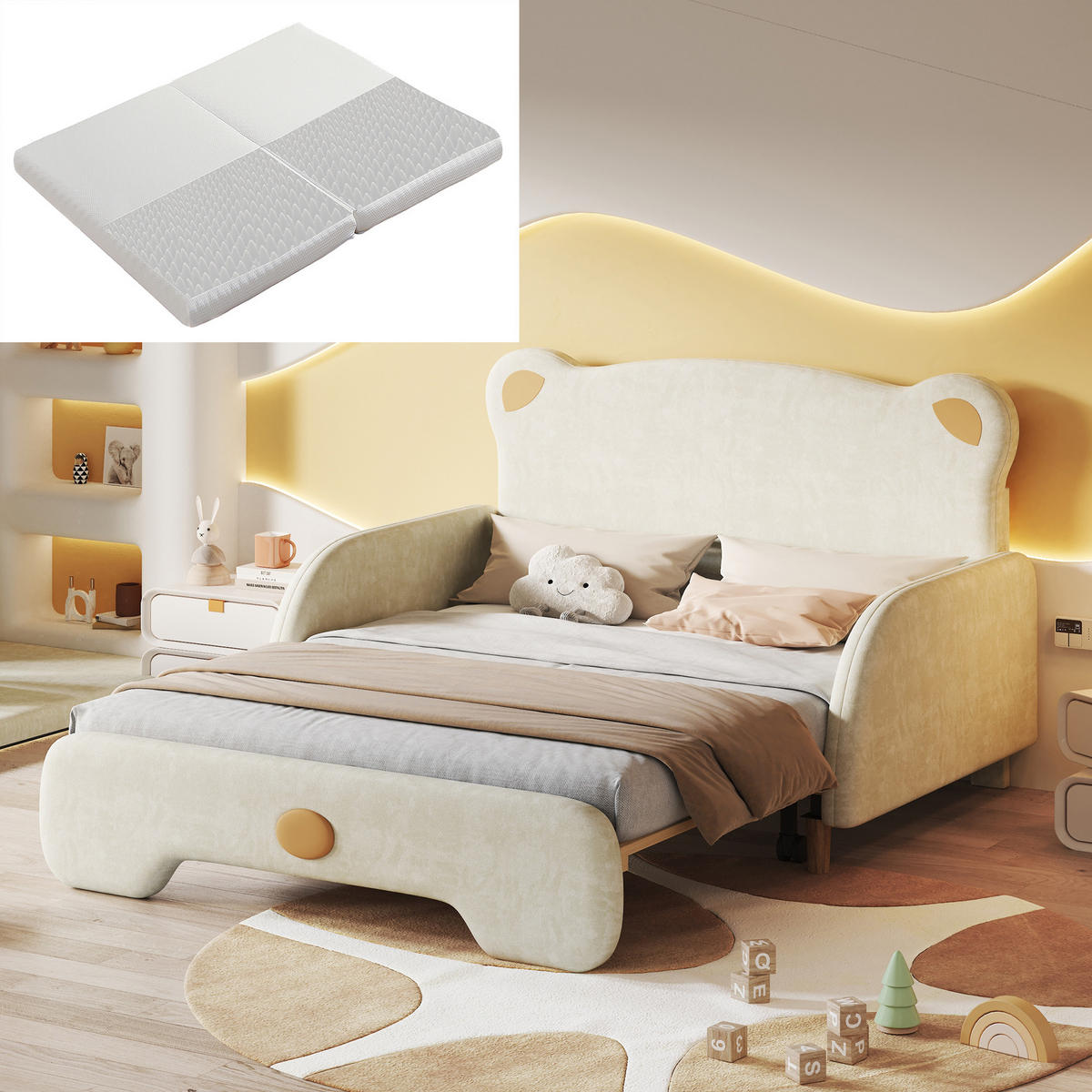 KINDERBETT 140x200 cm Bär beige - Beige, Textil (140/200cm) - LEBENLANG