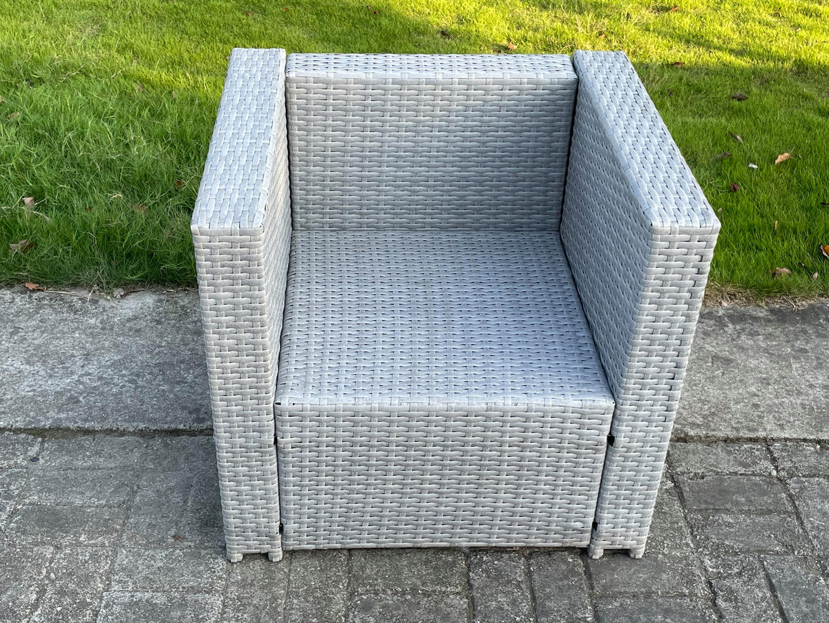 GARTENSESSEL Polyrattan Helles Grau - Hellgrau, Metall (74/66/65cm) - Fimous