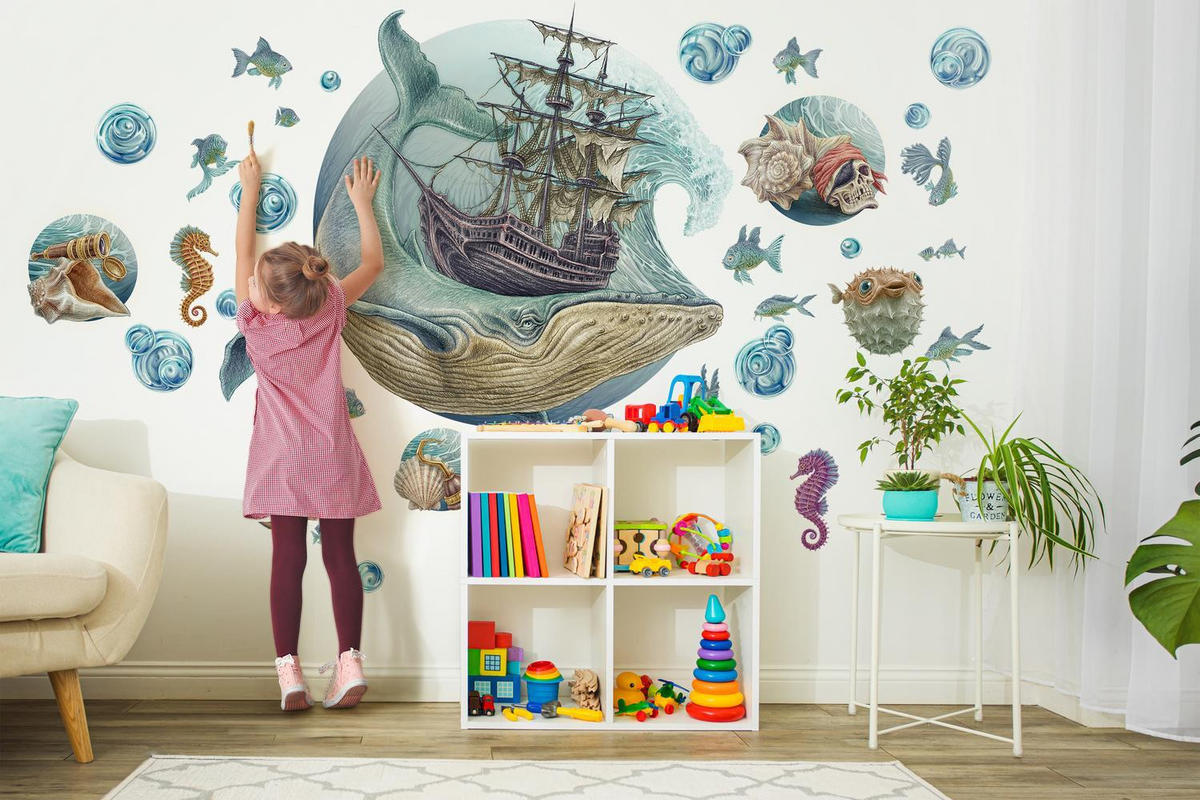 WANDAUFKLEBER 100x122cm - Märchenwelt - Multicolor, Kunststoff (100/122/0.1cm) - Wallfluent