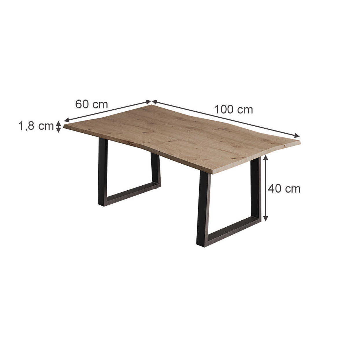 COUCHTISCH Yan Artisan 100 x 60 cm - Hellgrau, Holzwerkstoff (60/100/40cm) - Vicco