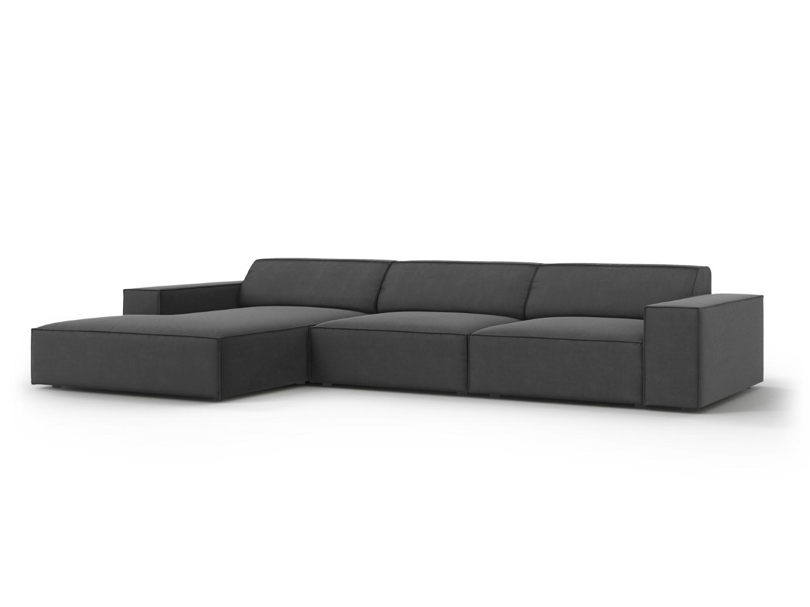 ECKSOFA links Jodie aus Samt grau 4 Sitzplätze - Grau, Textil (166/284cm) - Micadoni