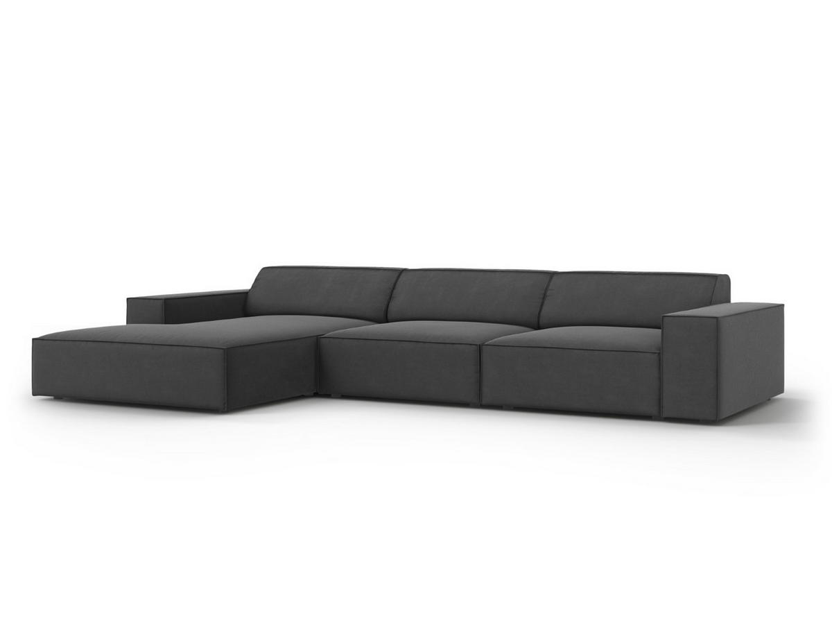 ECKSOFA links Jodie aus Samt grau 4 Sitzplätze - Grau, Textil (166/284cm) - Micadoni