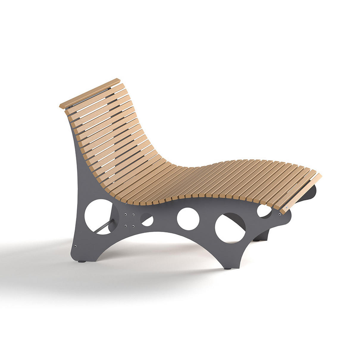 WELLENLIEGE NIRA - Teak, 148 cm - Teakfarben, Holz/Metall (148/105/152cm) - Home Deluxe