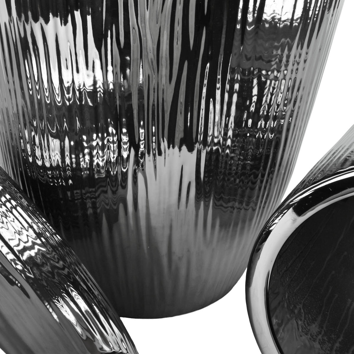 BLUMENTOPF Neva 3er Set Silber 37/37/47 cm Keramik - Silberfarben, Keramik (37/47/37cm) - Mondex