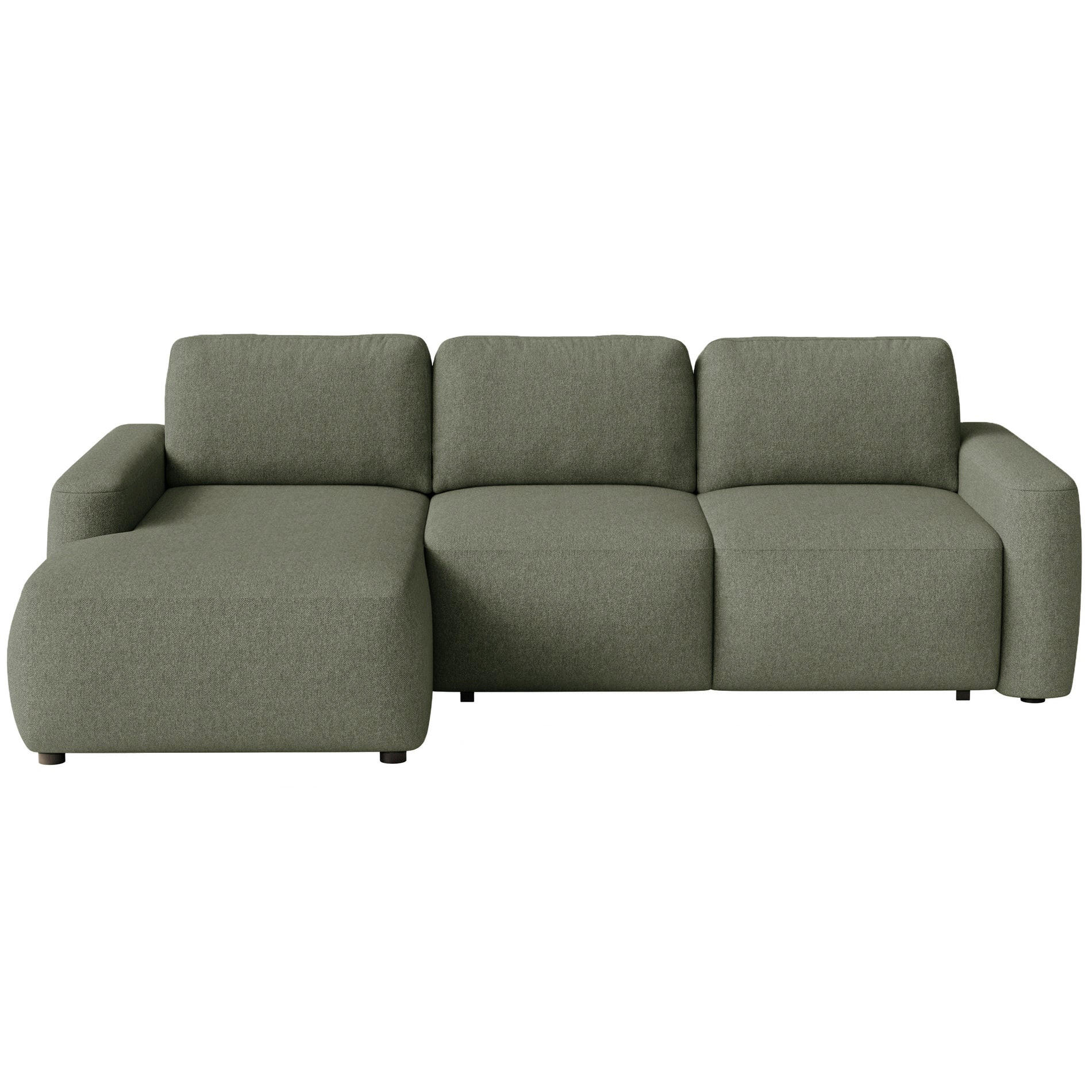 ECKSOFA Carnos Mini Olivgrün Chenille - Schwarz/Olivgrün, Kunststoff/Textil (238/164cm) - Selsey