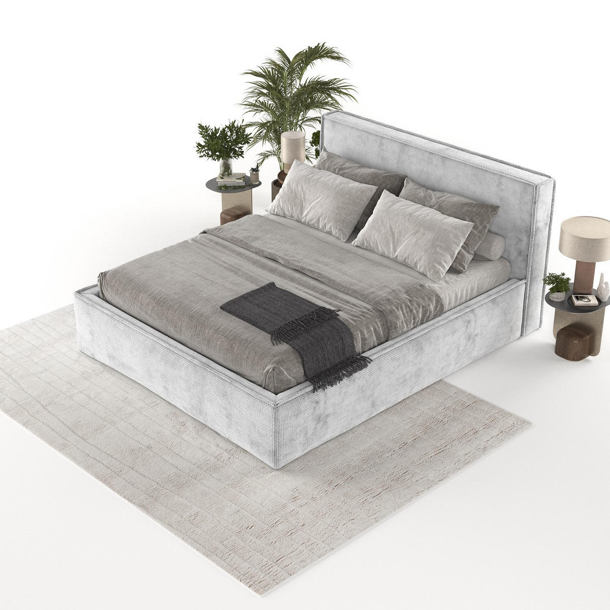 POLSTERBETT Sato mit Stauraum 120/200 cm Hellgrau im Bonita Stoff - Hellgrau/Schwarz, Holz/Holzwerkstoff (120/200cm) - AltaBeds