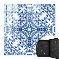 SCHLÜSSELBOX Schwarz 30x30 cm- Türöffnung nach rechts - Fliesenornamente - Blau, Metall (30/30/5cm) - TULUP