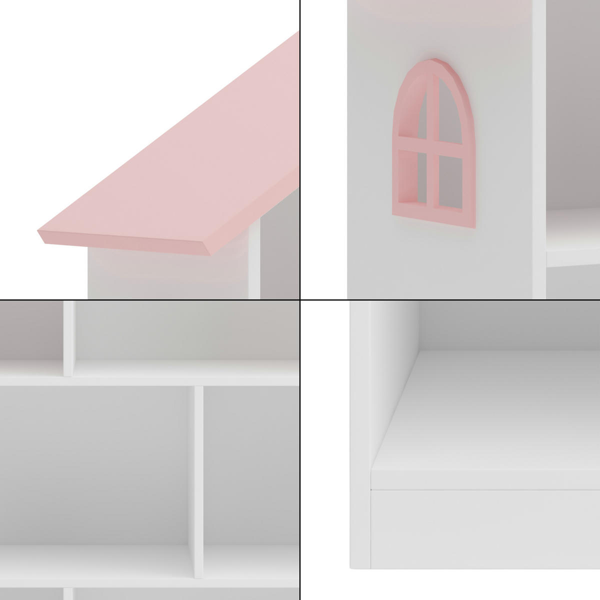 KINDERREGAL Vipsali - Weiß/Rosa, Holzwerkstoff (83/106.5/30cm) - [en.casa]