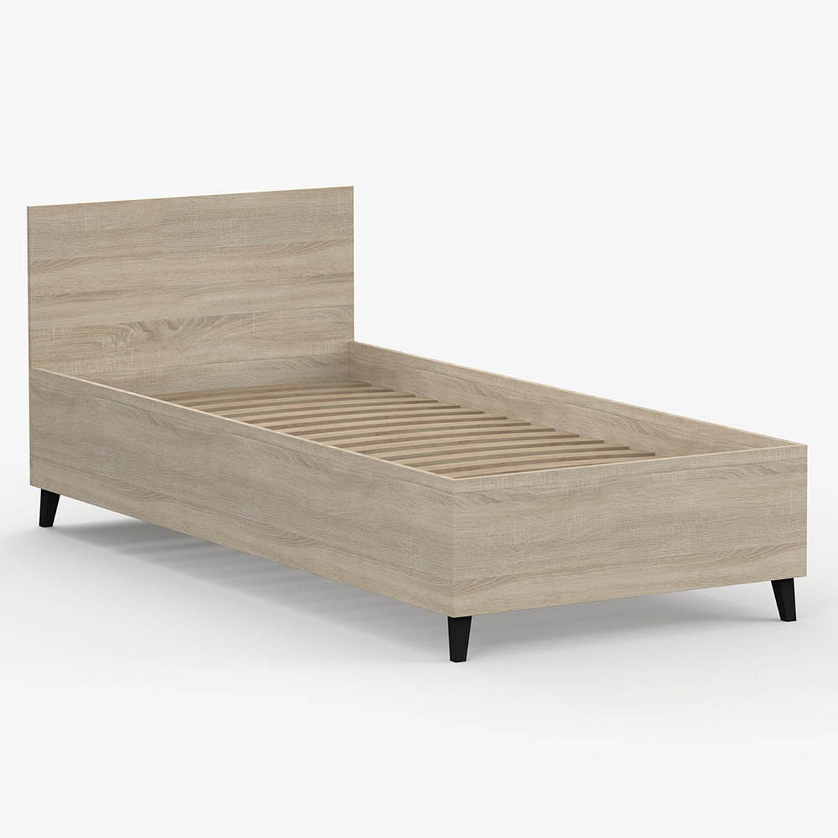 BETT 90/200 cm Fox 36 Sonoma Eiche/Sonoma Eiche - Schwarz/Sonoma Eiche, Holz/Holzwerkstoff (93.5/85/205cm) - imoebel24