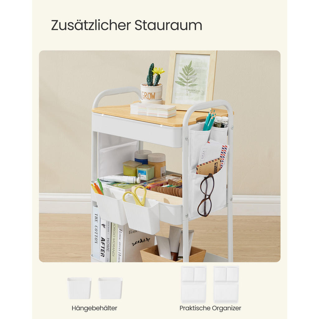 Thumbnail - Songmics Servierwagen, Gelb, Metall, 31x78x46 cm, Esszimmer, Servierwagen