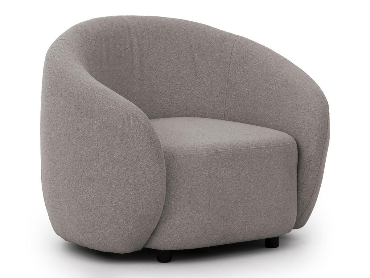 SESSEL Roundi Grau Bouclé - Schwarz/Grau, Holz/Kunststoff (90/76/80cm) - S-Style Möbel