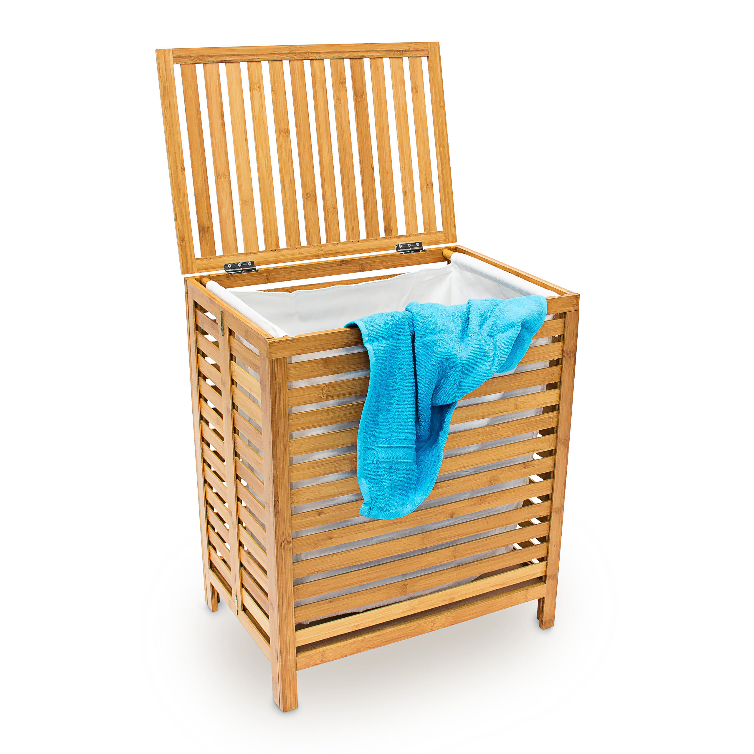 WÄSCHETRUHE - Hellbraun, Holz/Textil (50.5/60/35.5cm) - Relaxdays