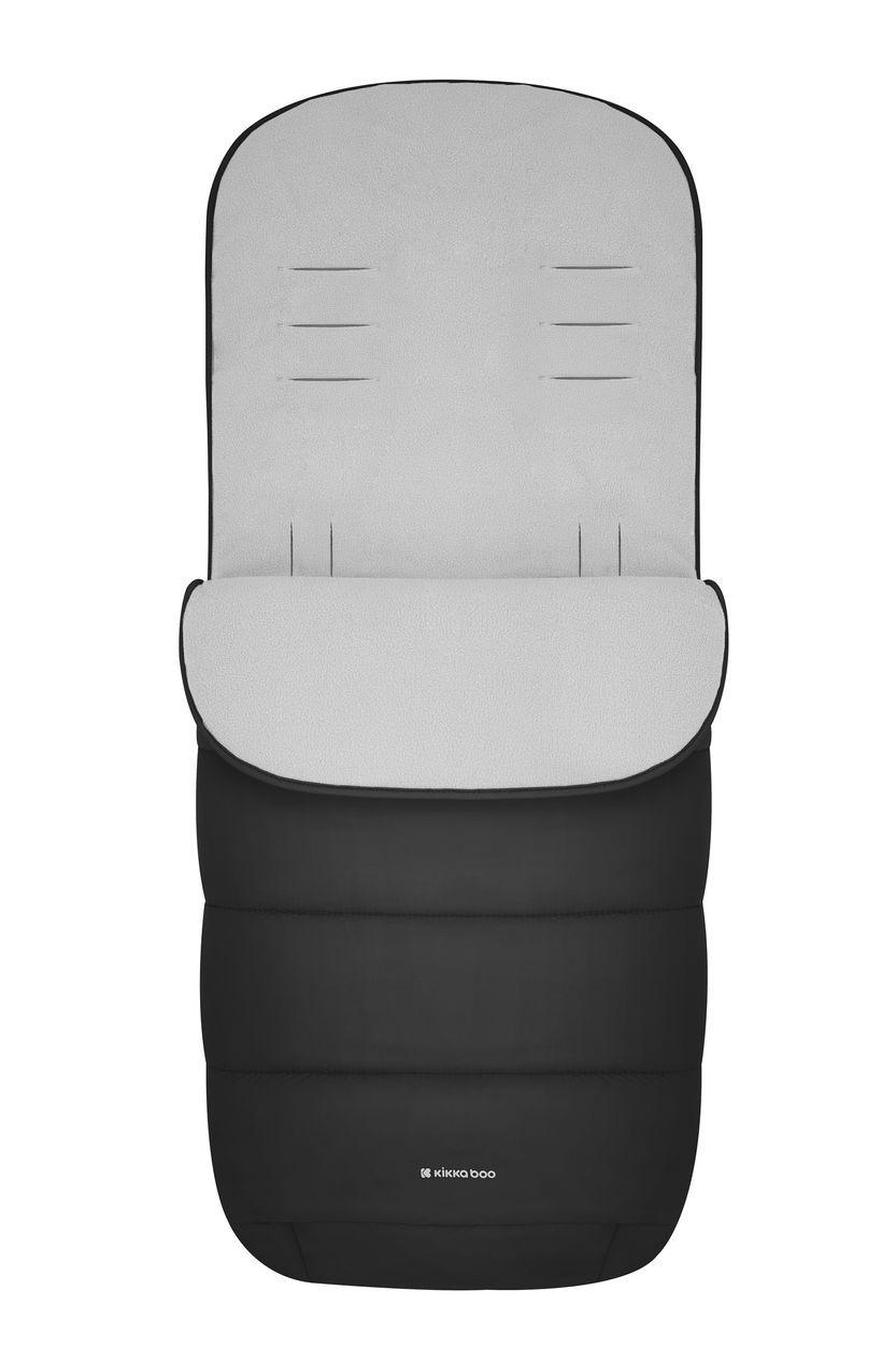 FUSSSACK Classic schwarz grau Fleece, wasserabweisend, 3- und 5-Punkt-Gurt, Reißverschluss - Schwarz, Textil (45/1/85cm) - Kikka boo