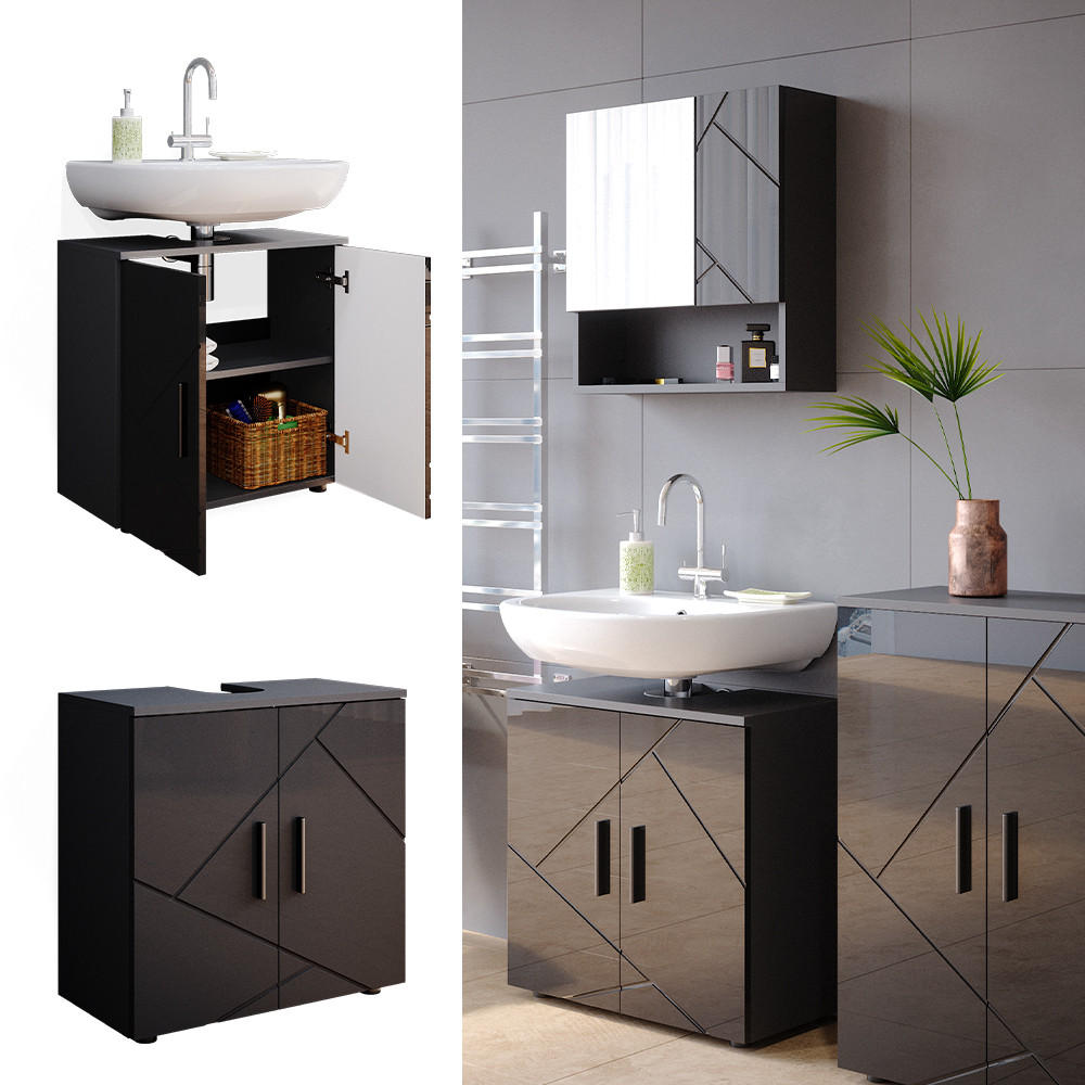 WASCHBECKENUNTERSCHRANK Irma Anthrazit Hochglanz 60 x 59 cm - Anthrazit, Holzwerkstoff (60/59/30cm) - Vicco