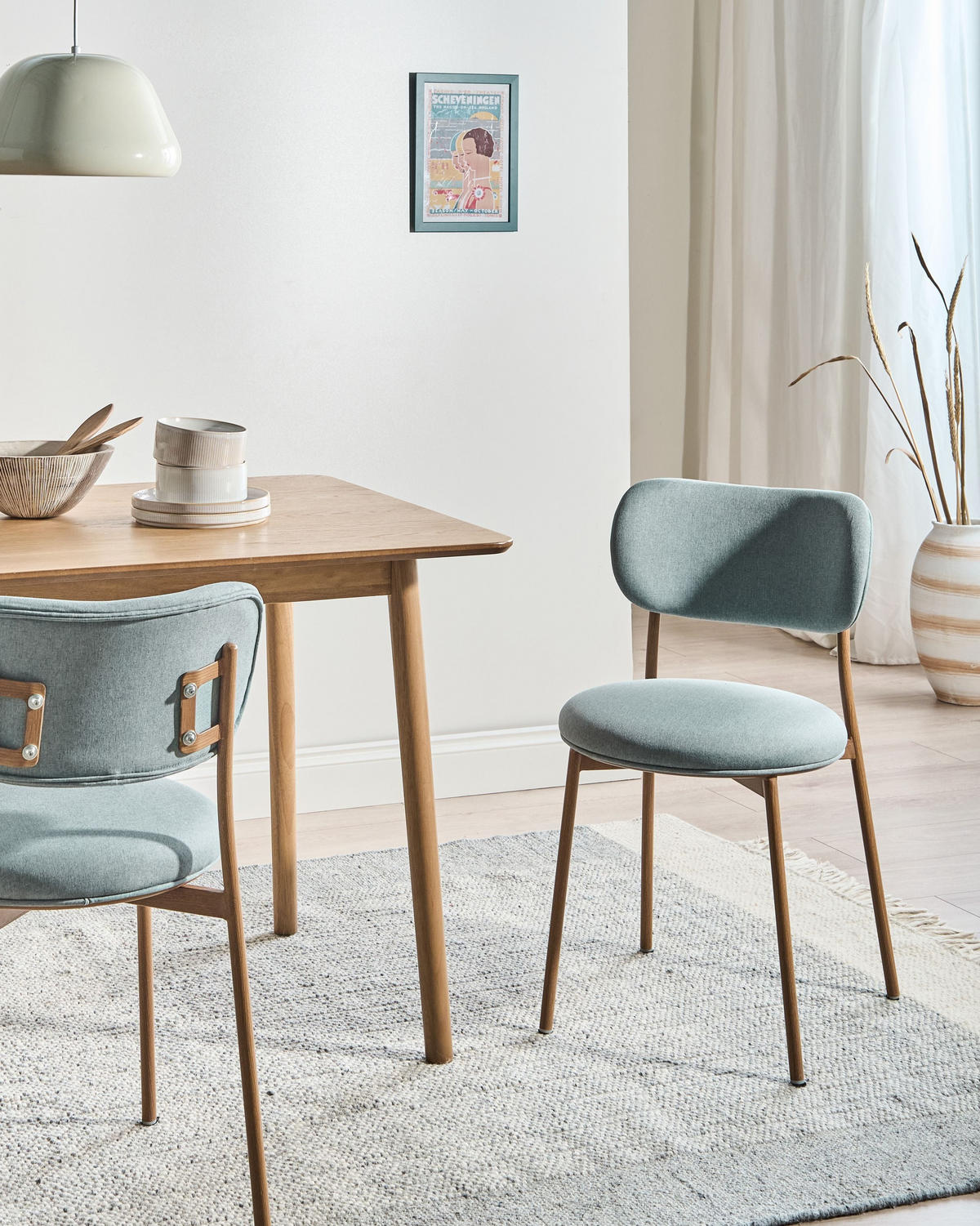 ÉTKEZŐSZÉK 2 darabos Szett Mentazöld Casey - barna/mentazöld, textil (43/76/50cm) - Beliani