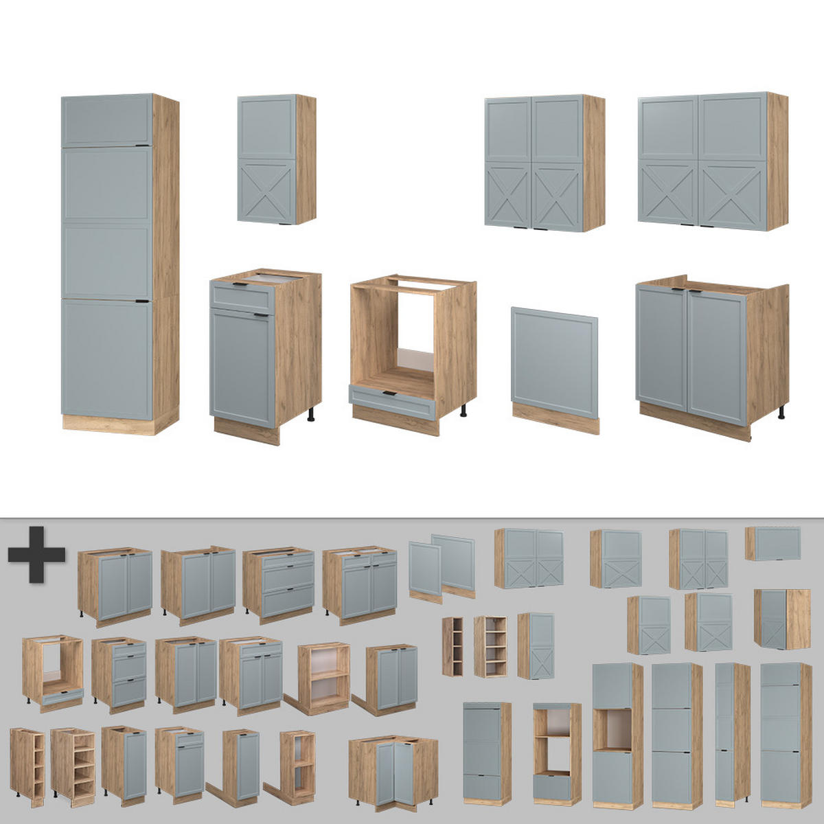 KUCHYŇSKÝ KOUT Fame-Line Světle modrošedý/zlatý dub - medově dubová/světle modrá, kompozitní dřevo (300/81.6/60cm) - Vicco