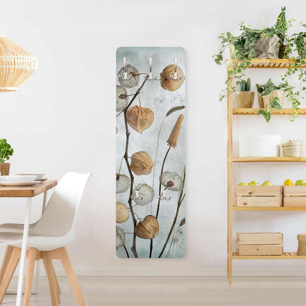 WANDGARDEROBE - Lampionfrüchte im Herbst 34/105 cm - Beige, Holzwerkstoff (34/105/1.6cm) - Bilderwelten