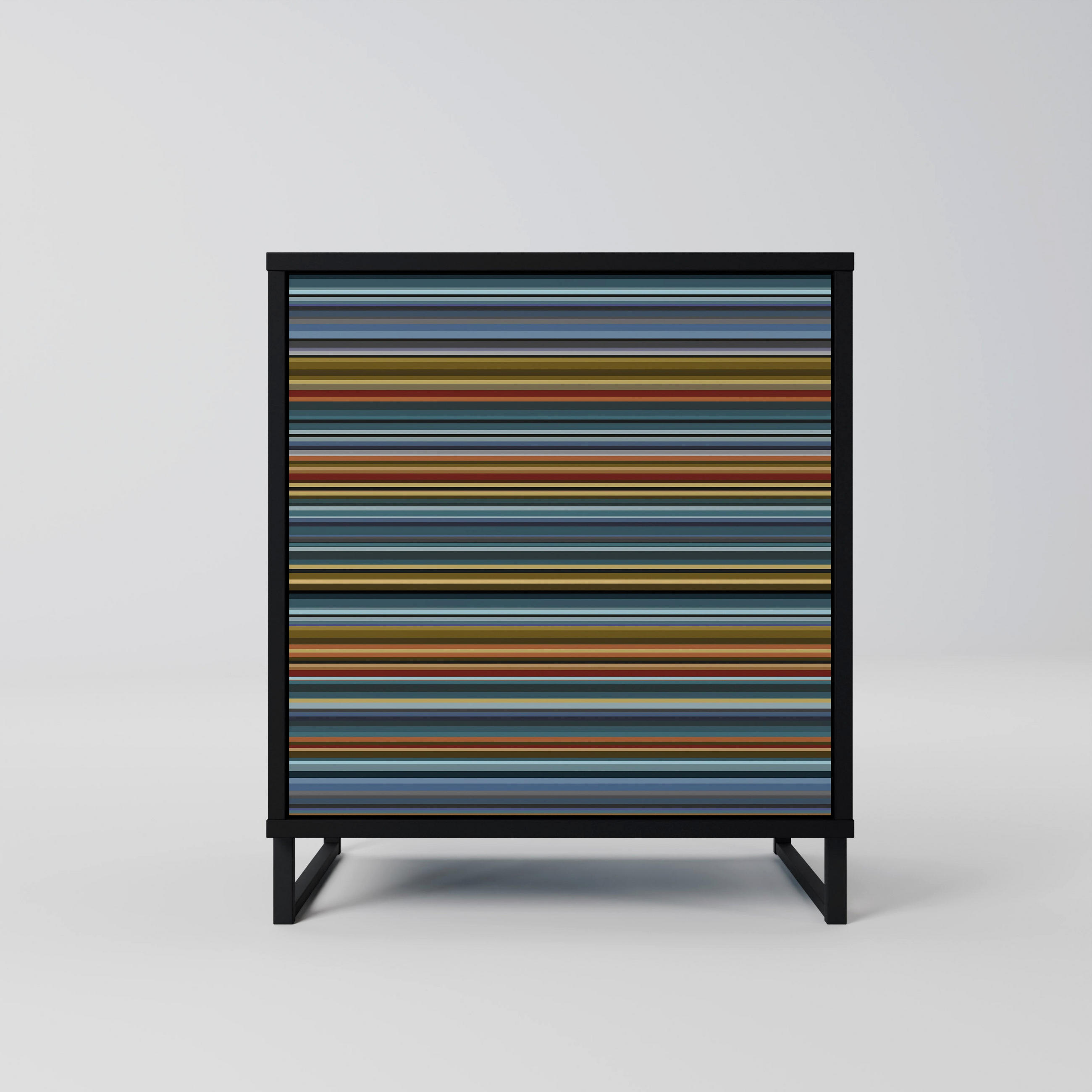 SIDEBOARD LINEOUT SPECTRUM, Schwarz, 57,5x42x67,5 cm, Schwarze Metall-Rahmenfüße - Multicolor/Schwarz, Holzwerkstoff/Metall (57.5/67.5/42cm) - SpaceRebels