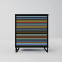 SIDEBOARD LINEOUT SPECTRUM, Schwarz, 57,5x42x67,5 cm, Schwarze Metall-Rahmenfüße - Multicolor/Schwarz, Holzwerkstoff/Metall (57.5/67.5/42cm) - SpaceRebels