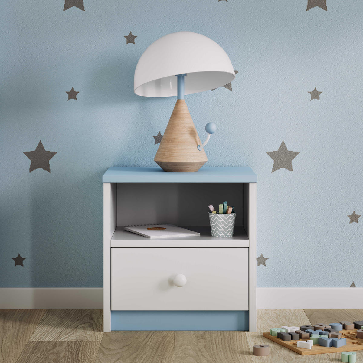 KINDER-NACHTTISCH Babydreams 39/40/30 - Blau, Holzwerkstoff (39/40/30cm) - Kocot Kids