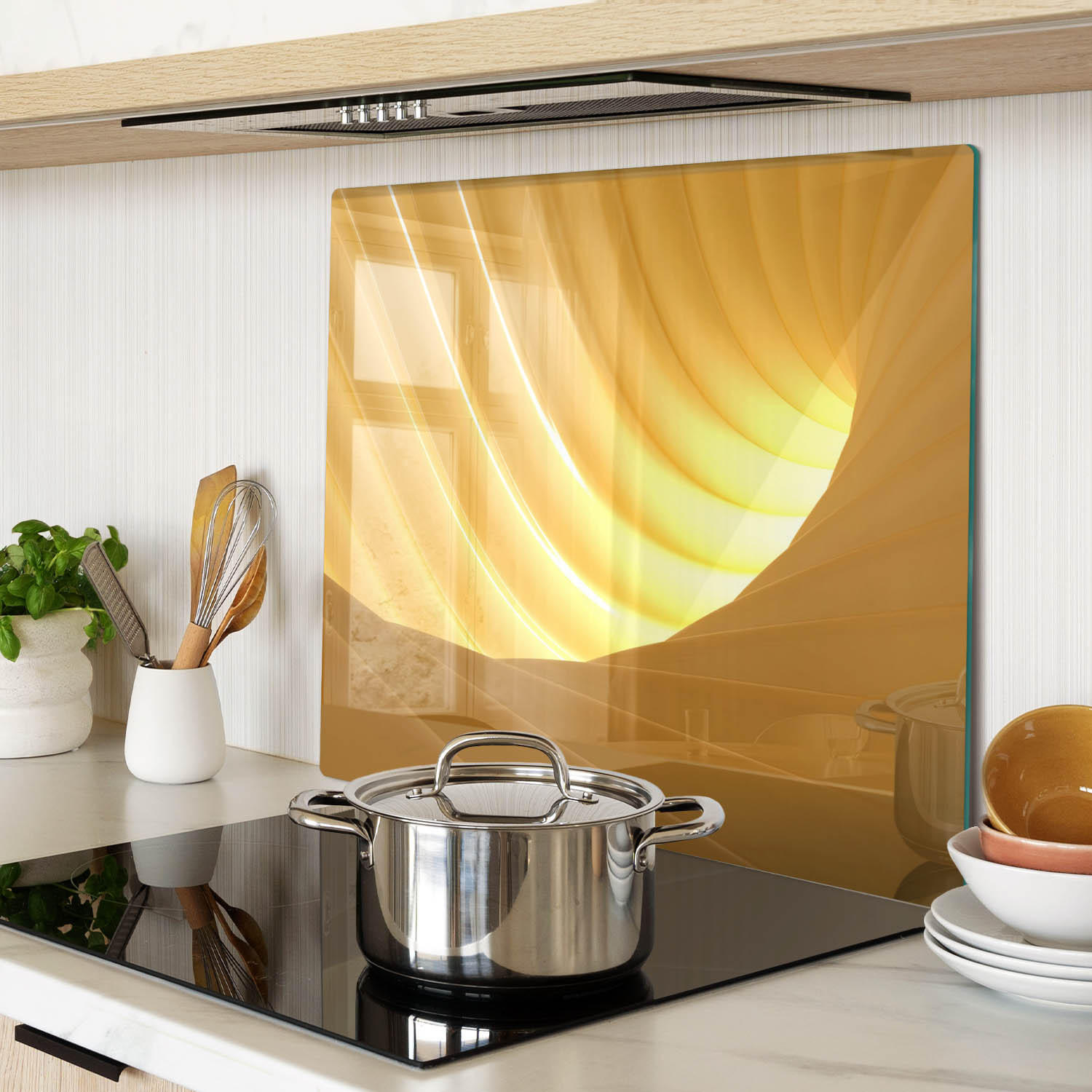 GLASPLATTE 60x52 cm Abstrakter Wirbel - Schwarz, Glas (60/0.4/52cm) - TULUP